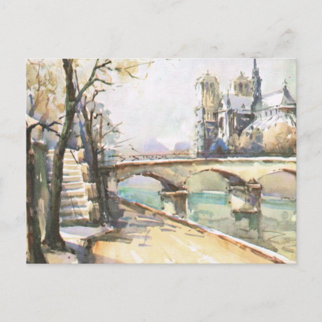 Cartão Postal Vintage Paris, Notre Dame, La Seine (Frente)