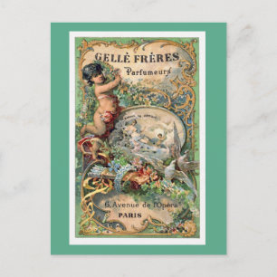Cartão Postal Vintage Paris Parfume Label