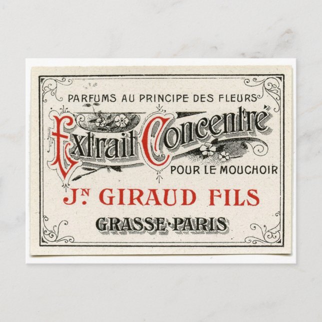 Cartão Postal Vintage Paris Perfume Label (Frente)