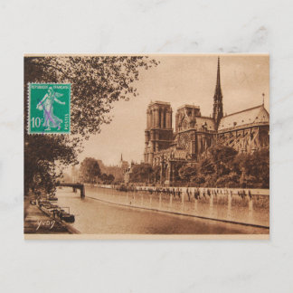 Cartão Postal Vintage Paris Posta Card, Catedral de Notre Dame