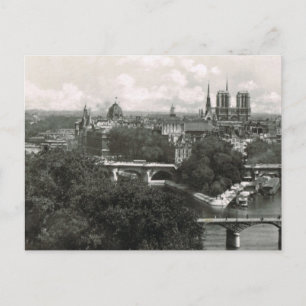 Cartão Postal Vintage Paris, River Seine e Ile de Notre Dame
