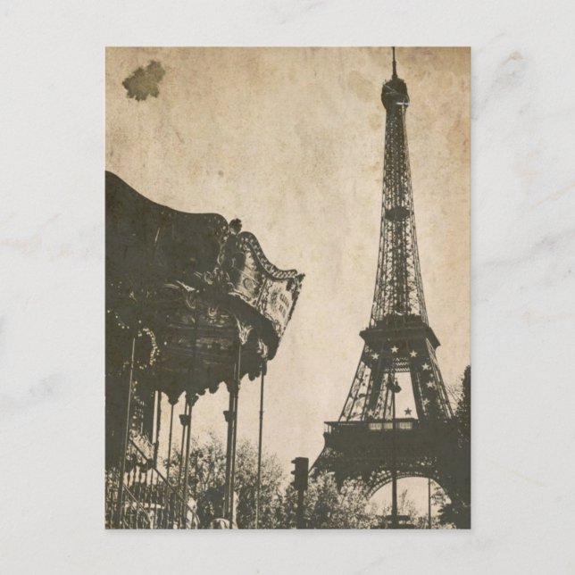 Cartão postal Vintage Paris, Torre Eiffel (Frente)