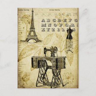 Cartão postal vintage PARIS Torre Eiffel forma de 