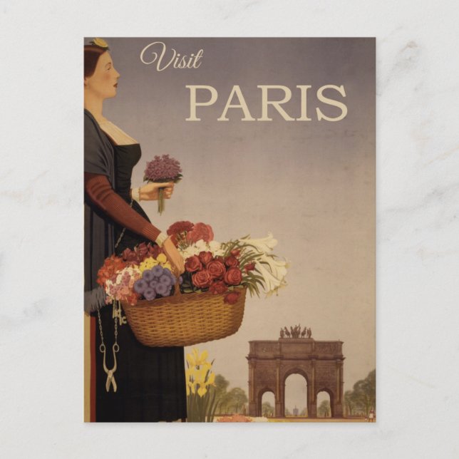 Cartão postal Vintage Paris Viagem (Frente)