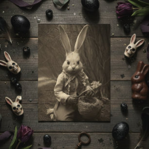 Cartão Postal Vintage Páscoa Assustadora Bunny