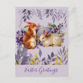 Cartão Postal Vintage Páscoa Saudações Bunny Rabbit