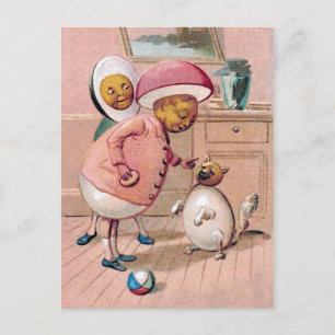 Cartão Postal Vintage Páscoa vitoriana