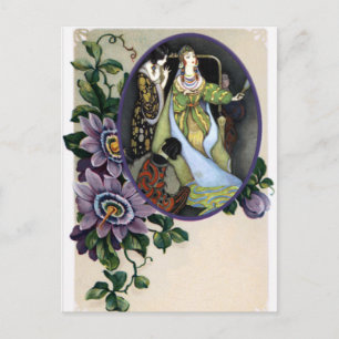 Cartão Postal Vintage Passion Flower Frame para qualquer foto