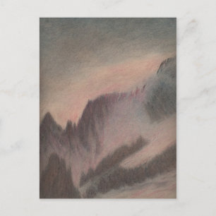 Cartão Postal Vintage pastel desenhando paisagem tempestuosa