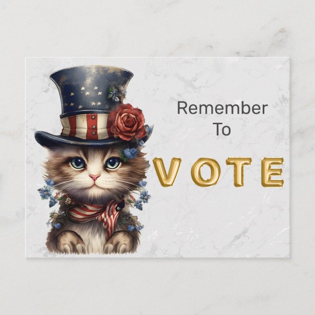 Cartão Postal Vintage Patriotic Kitten Vote (Frente)