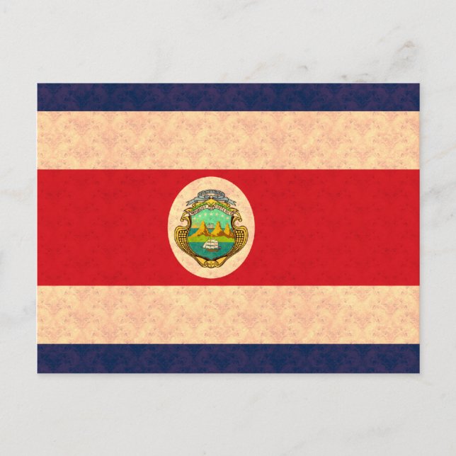 Cartão Postal Vintage Pattern Costa Rica Flag (Frente)