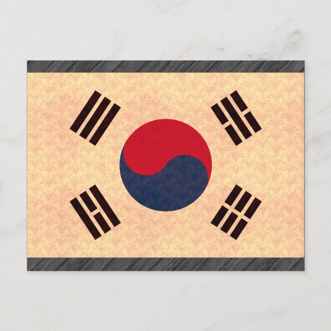 Cartão Postal Vintage Pattern South Korea Flag (Frente)