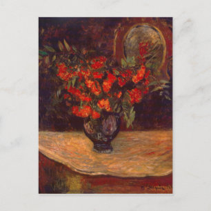 Cartão Postal Vintage Paul Gauguin Fllowers Floral Red Buquê
