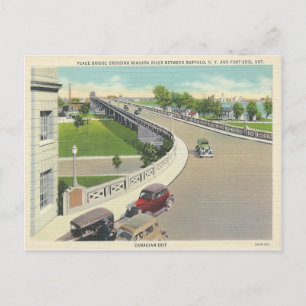 Cartão Postal Vintage Peace Bridge atravessando Nova York, Ontá