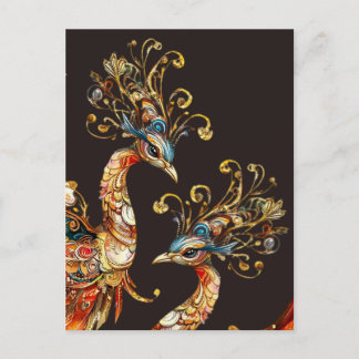 Cartão Postal vintage peacock circus carnival entertainment