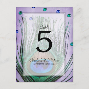 Cartão Postal Vintage Peacock Jewels Purple WedTable Number