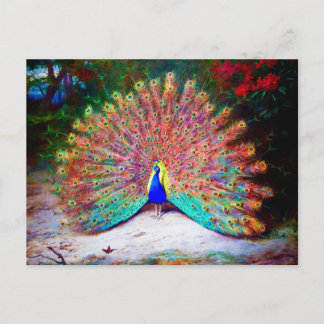 Cartão Postal Vintage Peacock Painting
