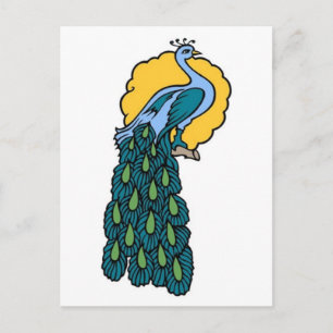 Cartão Postal Vintage Peacock Tattoo