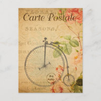 Vintage Penny Farthing Bicycle Bike Floral French