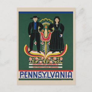 Cartão Postal Vintage Pensilvânia Dutch Amish German Viagem