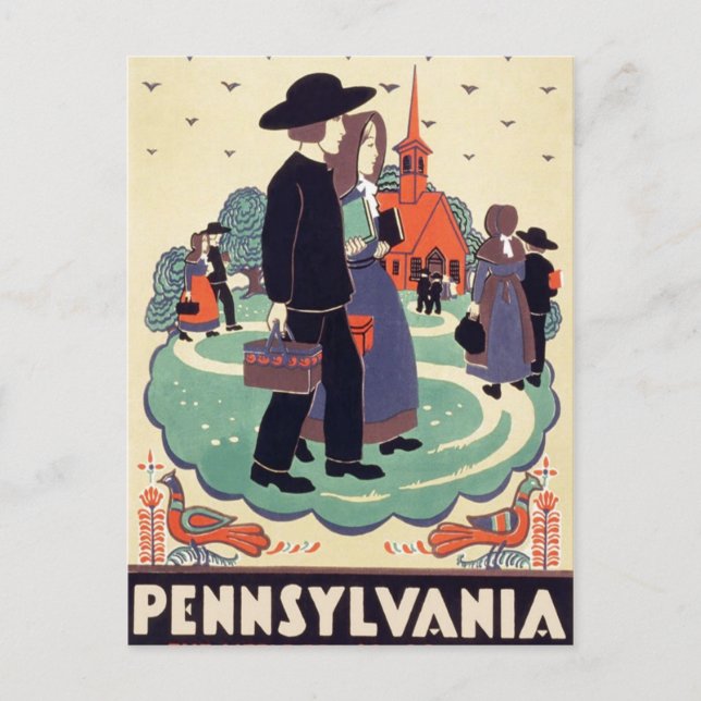 Cartão Postal Vintage Pensilvânia Schoolhouse (Frente)