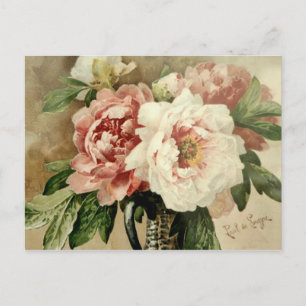 Cartão Postal Vintage Peonies