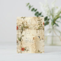 Vintage - Pergaminho - Carta de Amor com Flores (6