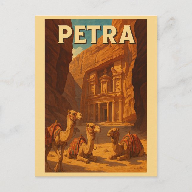 Cartão Postal Vintage Petra Jordan Viagem (Frente)