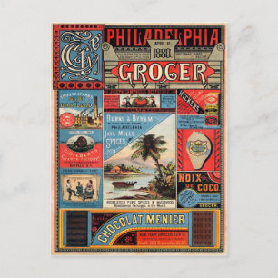 Cartão Postal Vintage Philadelphia Grocer Advertisement