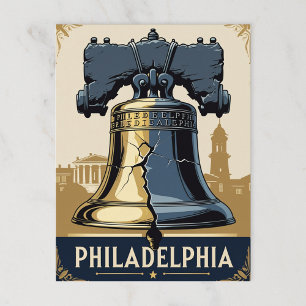 Cartão Postal Vintage Philadelphia Liberty Bell Histórica
