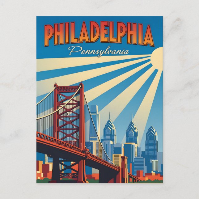 Cartão Postal Vintage Philadelphia Pensilvânia (Frente)