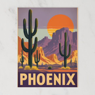 Cartão Postal Vintage Phoenix Desert Sunset