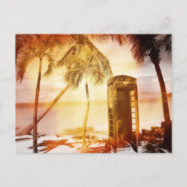 Cartão Postal Vintage phone booth yellow glow
