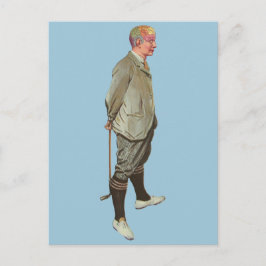 Cartão Postal Vintage Phrenology Head Golfer