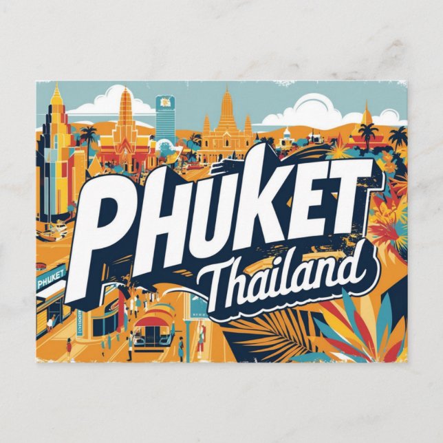 Cartão Postal Vintage Phuket, Tailândia (Frente)