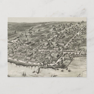 Cartão Postal Vintage Pictorial Map of Narragansett RI (1888)