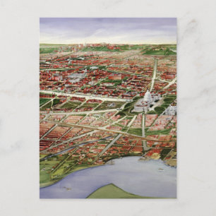 Cartão Postal Vintage Pictorial Map of Washington D.C. (1901)