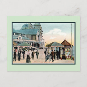 Cartão Postal Vintage Pier gates Llandudno País de Gales resort