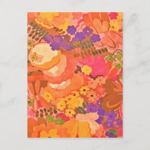 Cartão Postal Vintage Pink Flowers Botanical Watercolor