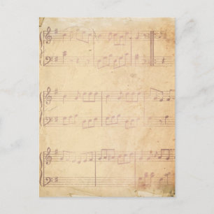 Cartão Postal Vintage Pink Music Sheet