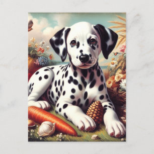 Cartão Postal Vintage - Pintura Dalmática Cute