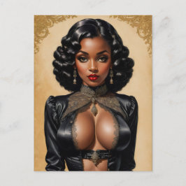 Cartão Postal Vintage Pinup Black Girl