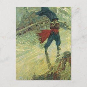 Cartão Postal Vintage Pirate, o holandês voador de Howard Pyle