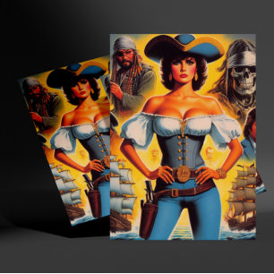 Cartão Postal Vintage Pirate Woman