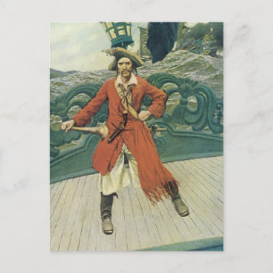 Cartão Postal Vintage Pirates, Captain Keitt by Howard Pyle