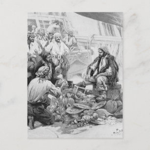 Cartão Postal Vintage Pirates Contando seus Tesouros e Loot