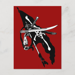 Cartão Postal Vintage Pirates Flag, Jolly Roger Skull Crossbones