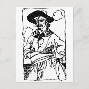 Cartão Postal Vintage Pirates Sketch de um Capitão por Howard P
