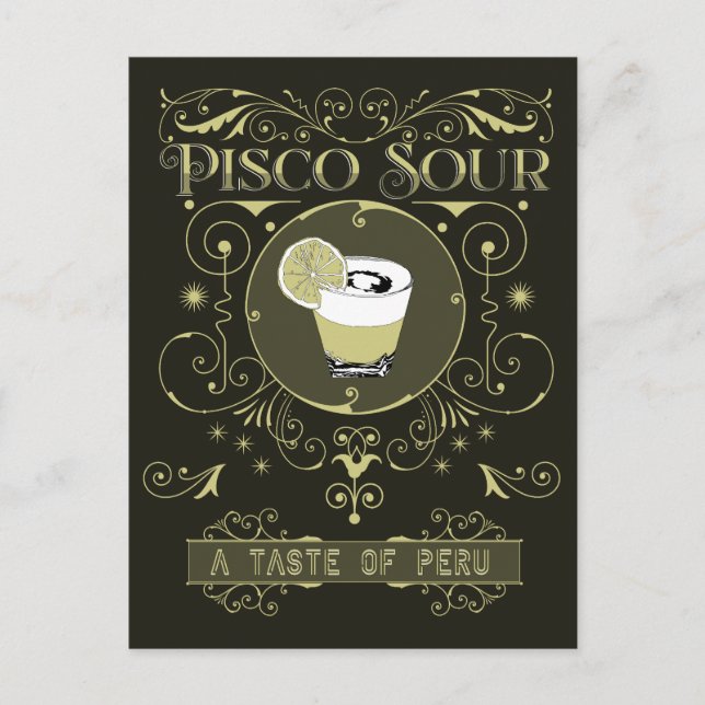Cartão postal Vintage Pisco Sour (Frente)