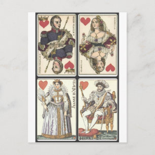 Cartão Postal Vintage Playing Cards - Kings and Queens of Hearts